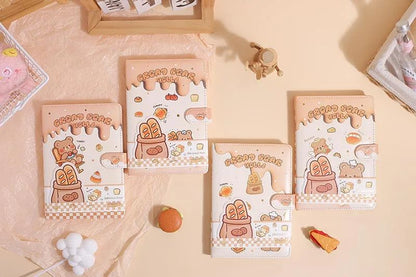 Cute Bread Bear A5 Daily Planner Journal  | PU Leather Diary with Magnetic Closure