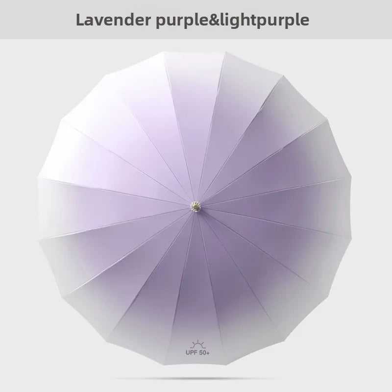 Fresh Gradient Semi Automatic Long Umbrella | UV & Rain Protection