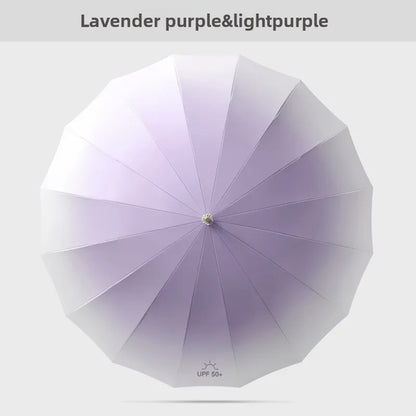 Fresh Gradient Semi Automatic Long Umbrella | UV & Rain Protection