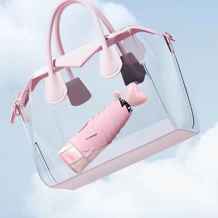 Petite Heart Compact Pocket Umbrella | For rains and sunny day | UV Protection