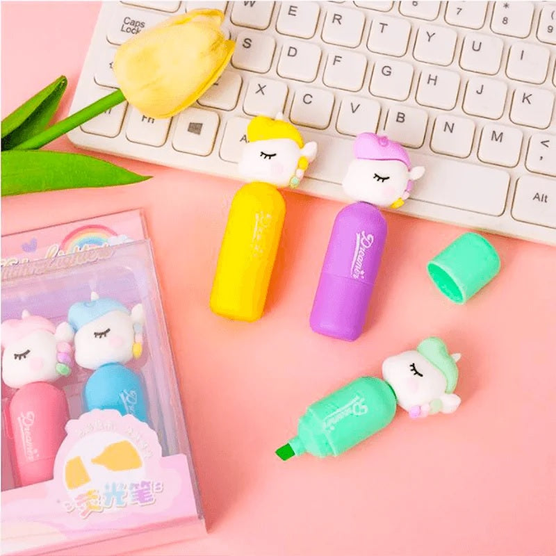 Unicorn Highlighter Marker Pen |  Pack of 6