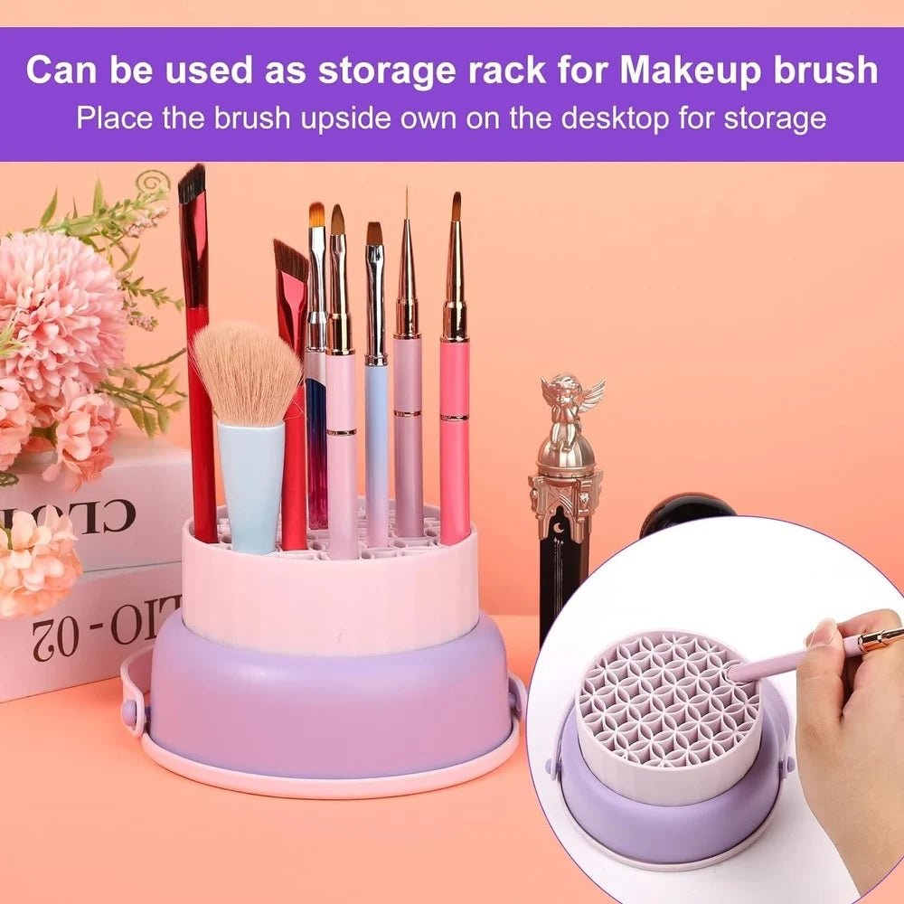 3 in 1 Makeup tools Washing Bowl Drying Basket with Silicone Handle Cleaner Sponge Cleaner 150ml - Supple Room