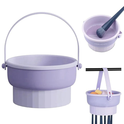 3 in 1 Makeup tools Washing Bowl Drying Basket with Silicone Handle Cleaner Sponge Cleaner 150ml - Supple Room