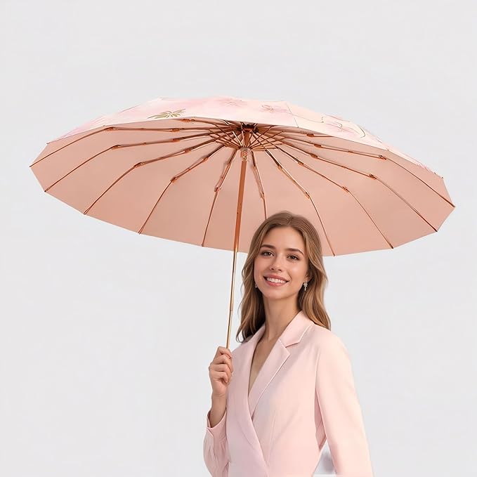 Sweet Bloom Umbrella with Pouch- UV Protection | Windproof