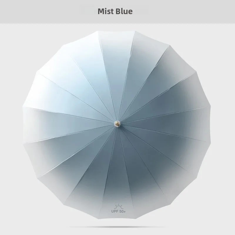 Fresh Gradient Semi Automatic Long Umbrella | UV & Rain Protection