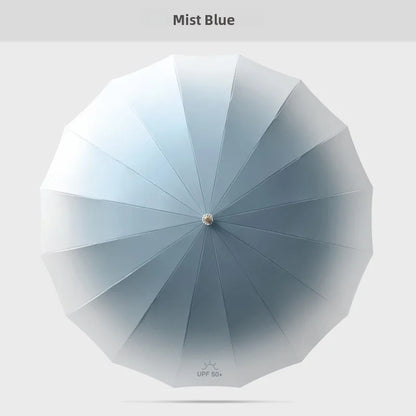 Fresh Gradient Semi Automatic Long Umbrella | UV & Rain Protection