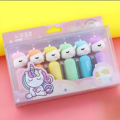 Unicorn Highlighter Marker Pen |  Pack of 6