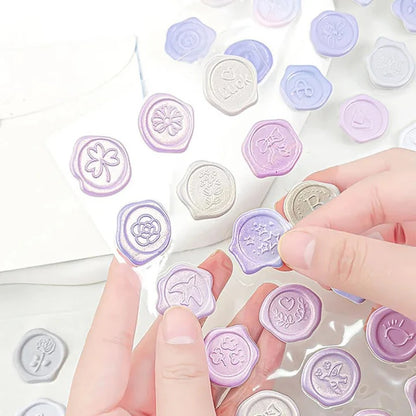 Pastel Faux Wax Seal Sticker Sheet | Set of 3