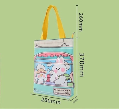 Colorful Cartoon Printed Multipurpose use Hand Bag/Tote Bag