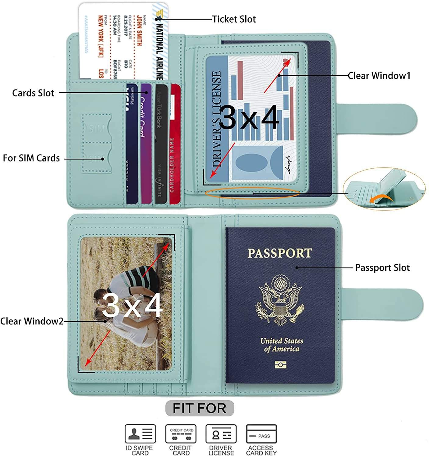 Soft Voyage RFID Blocking Multi Compartment Pastel Passport Wallet Holder Organiser | PU Leather