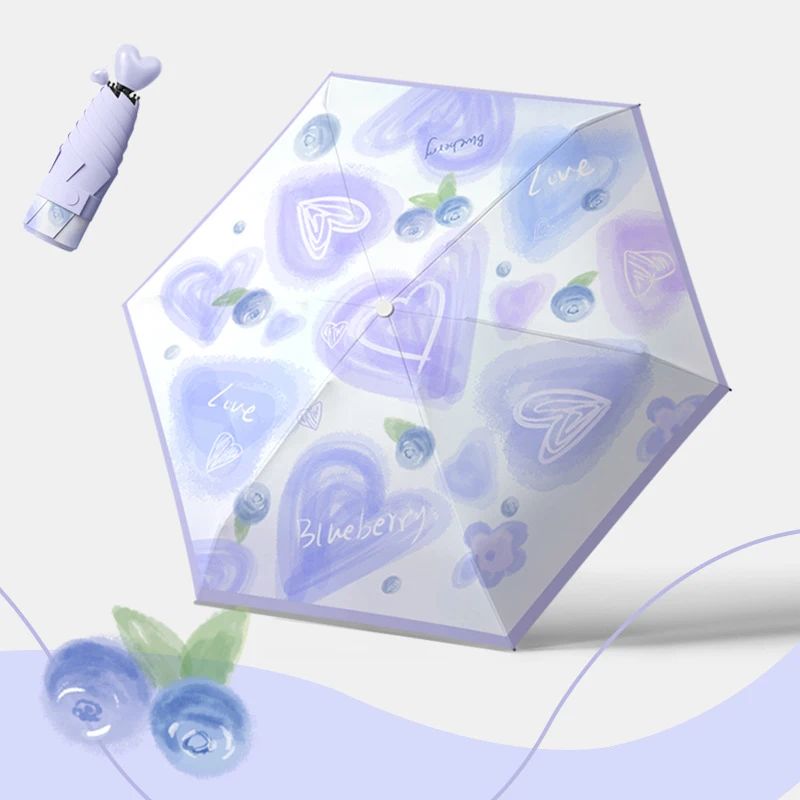 Petite Heart Compact Pocket Umbrella | For rains and sunny day | UV Protection