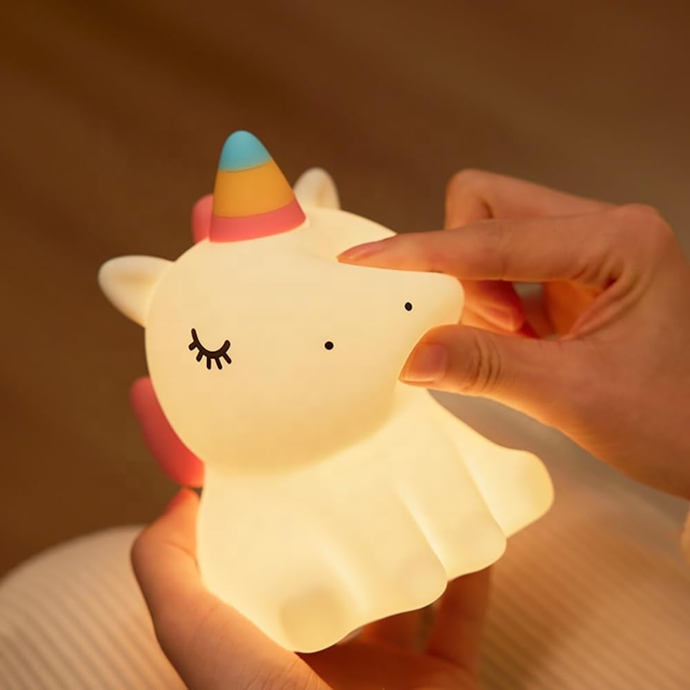 Silicone Unicorn Night Lamp Rechargeable Cute Lamp with 3 Level Brightness