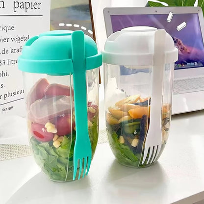 Grab & Go Fresh Salad Cup with Fork & Salad Dressing Holder