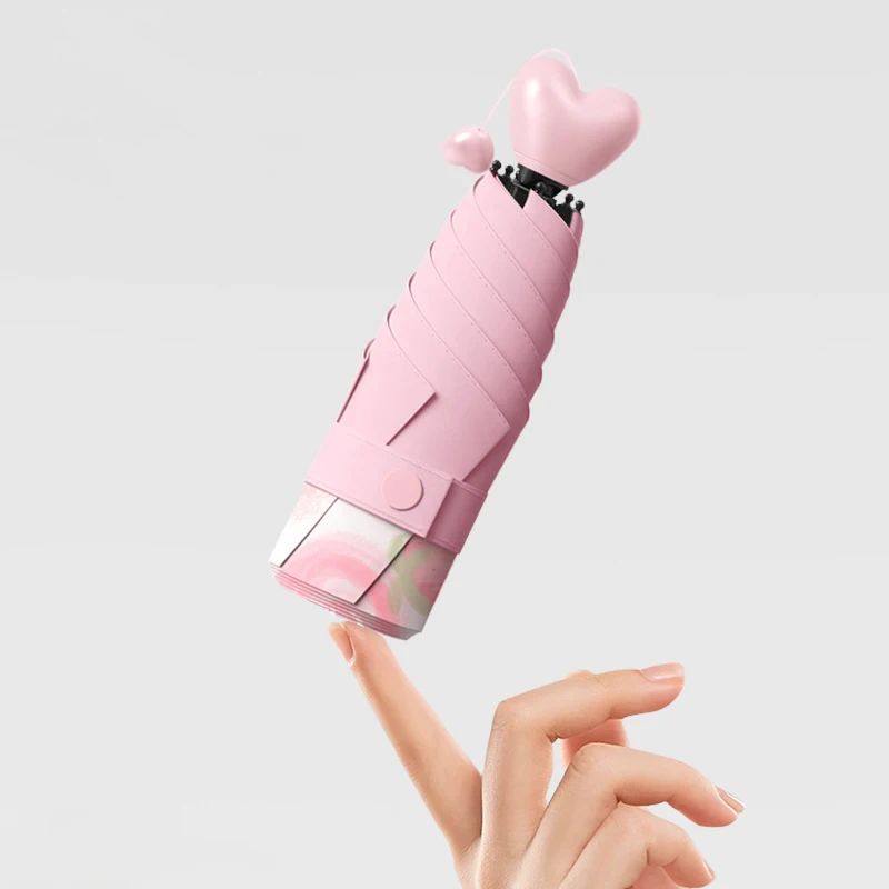 Petite Heart Compact Pocket Umbrella | For rains and sunny day | UV Protection
