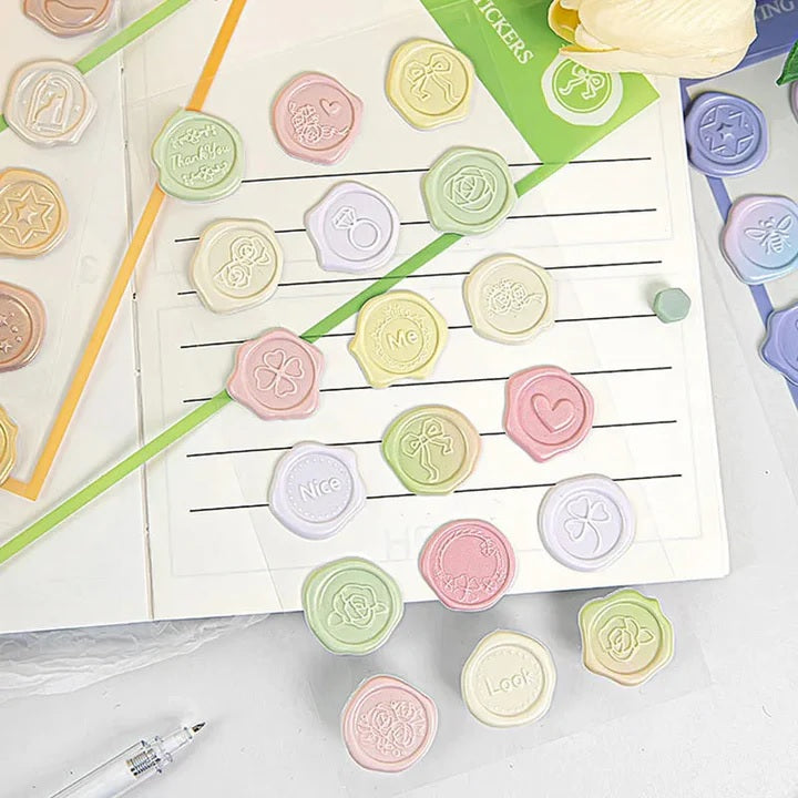 Pastel Faux Wax Seal Sticker Sheet | Set of 3