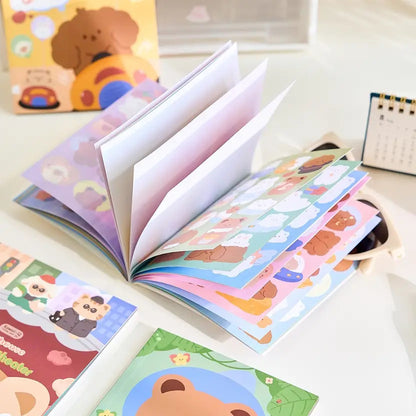 Cozy Bear Planet – Paper & PET Sticker Book (30 Sheets)