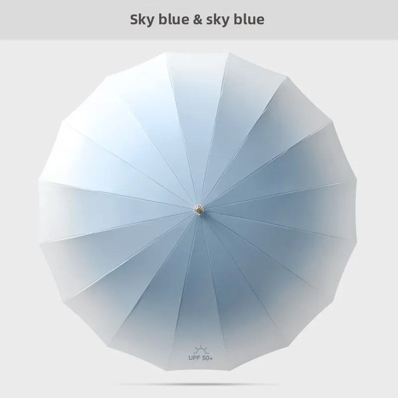 Fresh Gradient Semi Automatic Long Umbrella | UV & Rain Protection