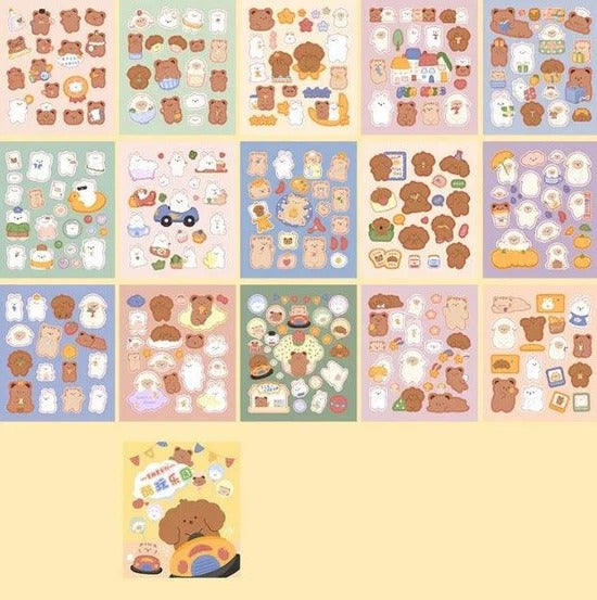 Cozy Bear Planet – Paper & PET Sticker Book (30 Sheets)