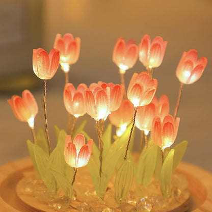 DIY Tulip Lamp Night Light with Glass Dome | Mix flower colors