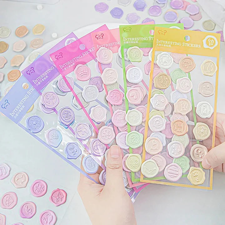 Pastel Faux Wax Seal Sticker Sheet | Set of 3