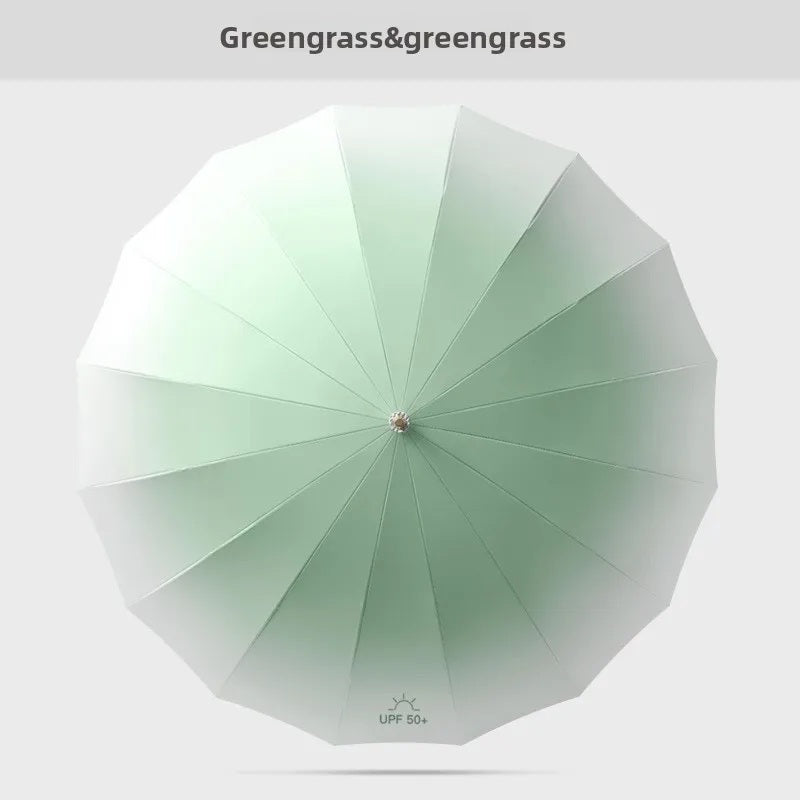Fresh Gradient Semi Automatic Long Umbrella | UV & Rain Protection