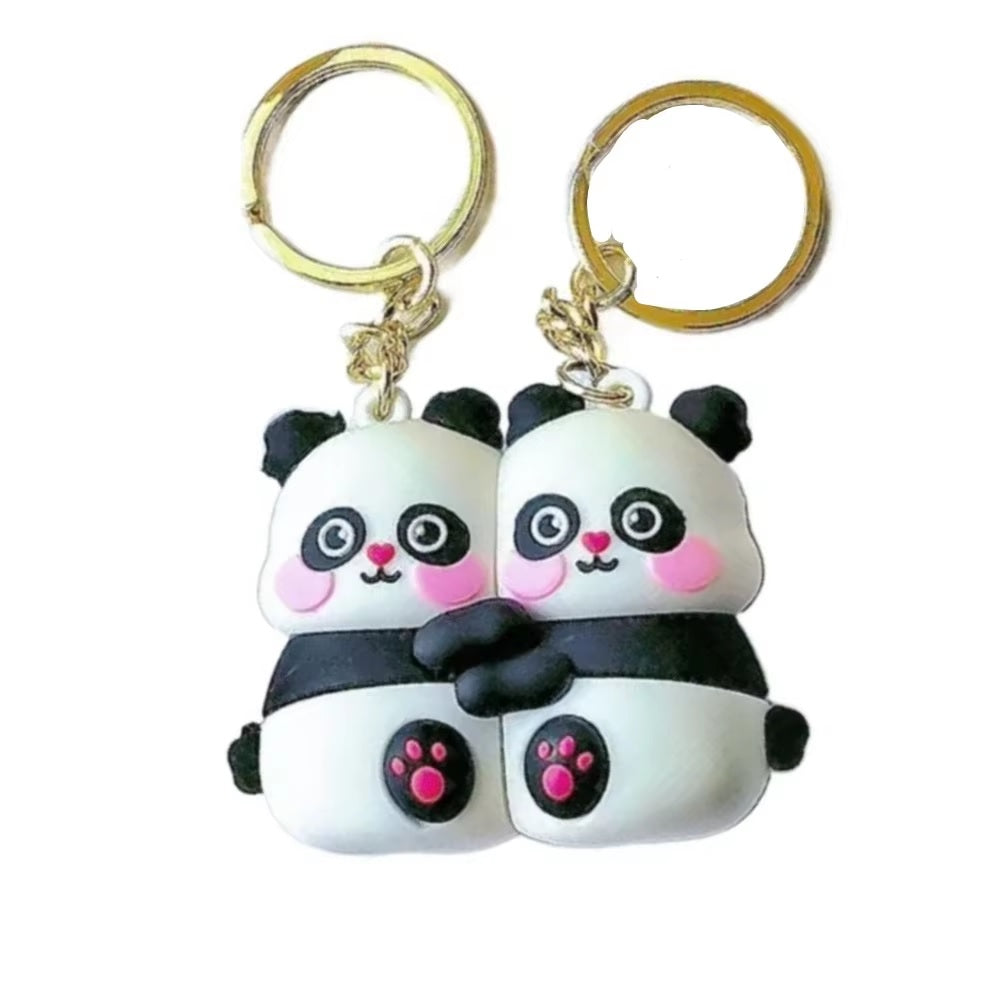 Pawsome Pals Magnetic Keychain cute cat/bear Resin Animal Couple Pendants Metal Charms Car Key Ring