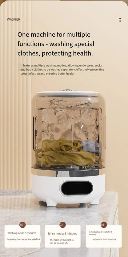 Blush Wash 3-in-1 Cordless Mini Portable Washing Machine with Spin Basket | 3 Litre