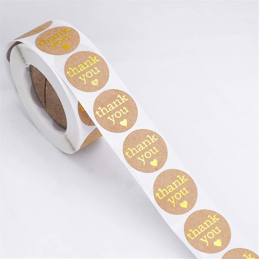 Gold foiled Thank You stickers | 1 inch | 500 stickers