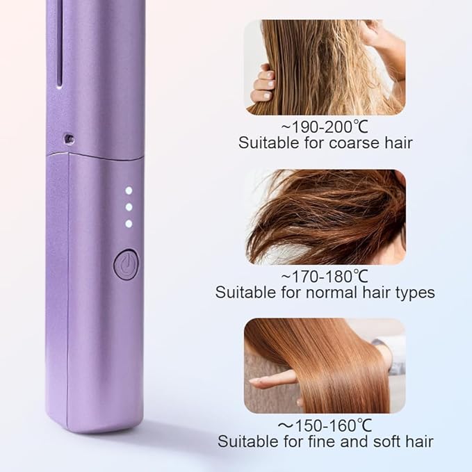 Cordless Portable Hair Straightener with Comb