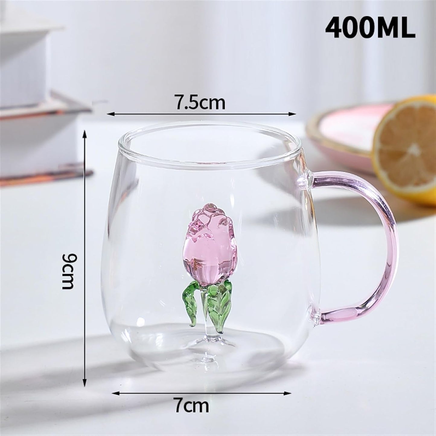 Enchanted Rose Glass Cup – 400ml