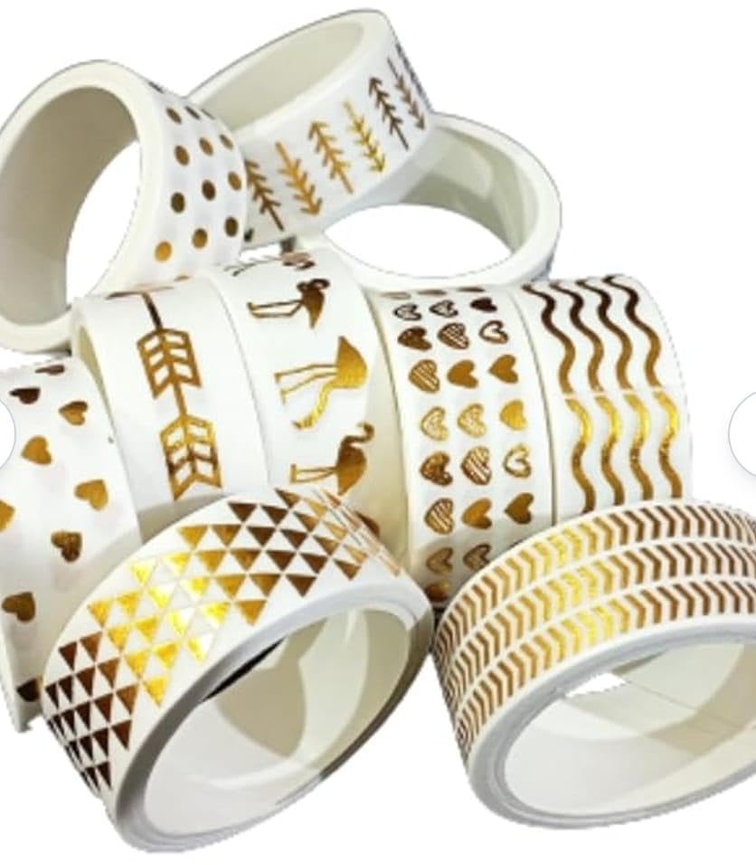 Gold Foiled Washi Tape Set – Pack of 5