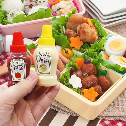 Tiny Tom Refillable Sauce Bottles for Bento, Picnic, or Lunchbox | Set of 2