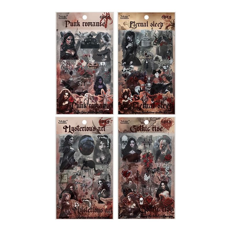 Whispers of the Night: Gothic Sticker Set (Punk Romance, Mysterious Art, Gothic Rise, Eternal Sleep)
