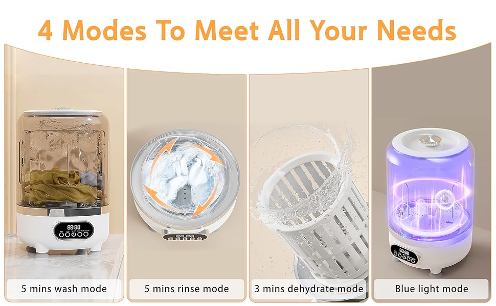 Blush Wash 3-in-1 Cordless Mini Portable Washing Machine with Spin Basket | 3 Litre