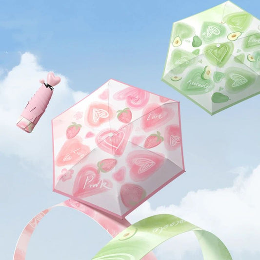 Petite Heart Compact Pocket Umbrella | For rains and sunny day | UV Protection