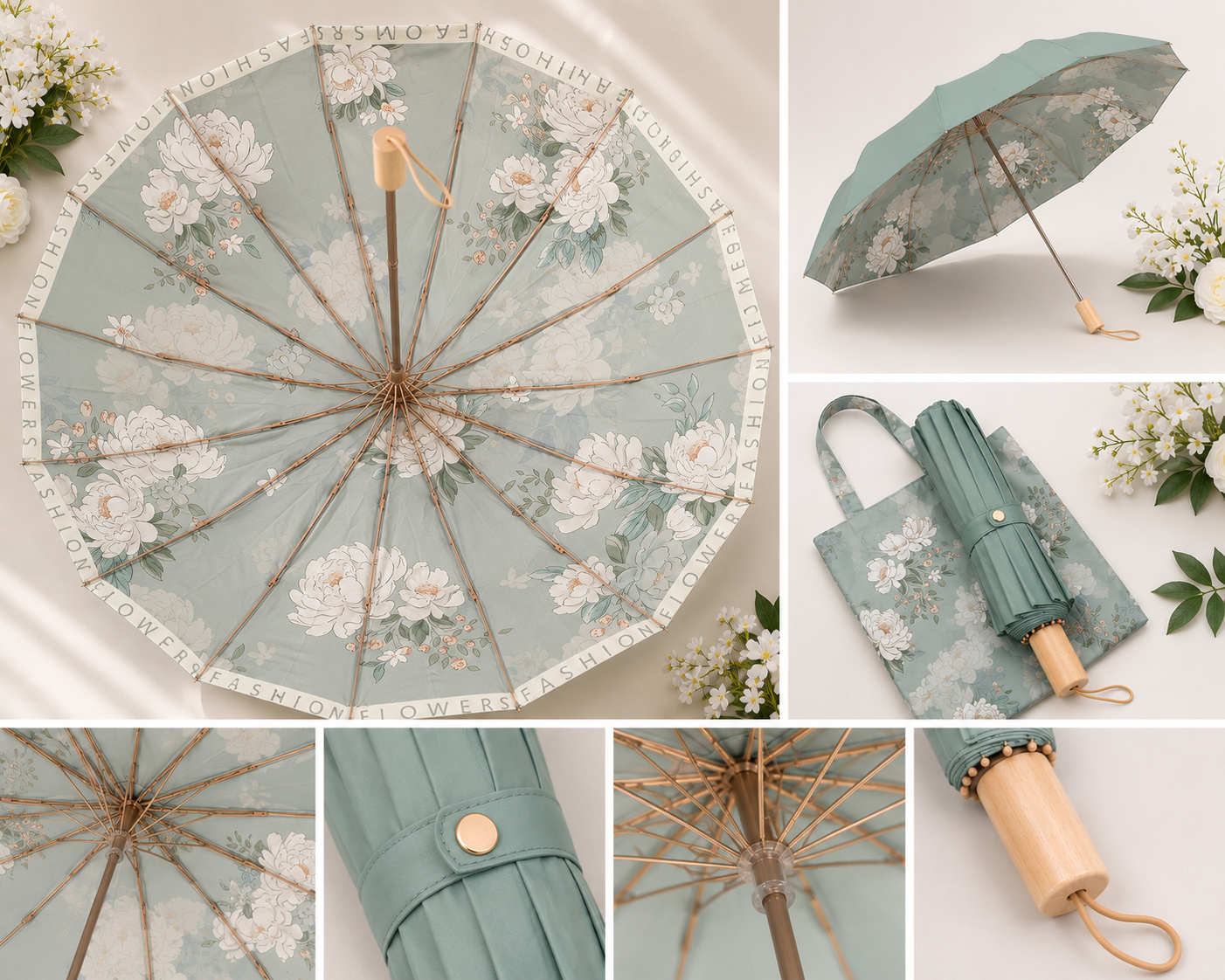 Sweet Bloom Umbrella with Pouch- UV Protection | Windproof