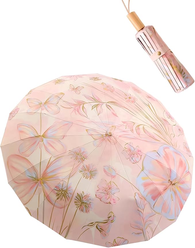 Sweet Bloom Umbrella with Pouch- UV Protection | Windproof