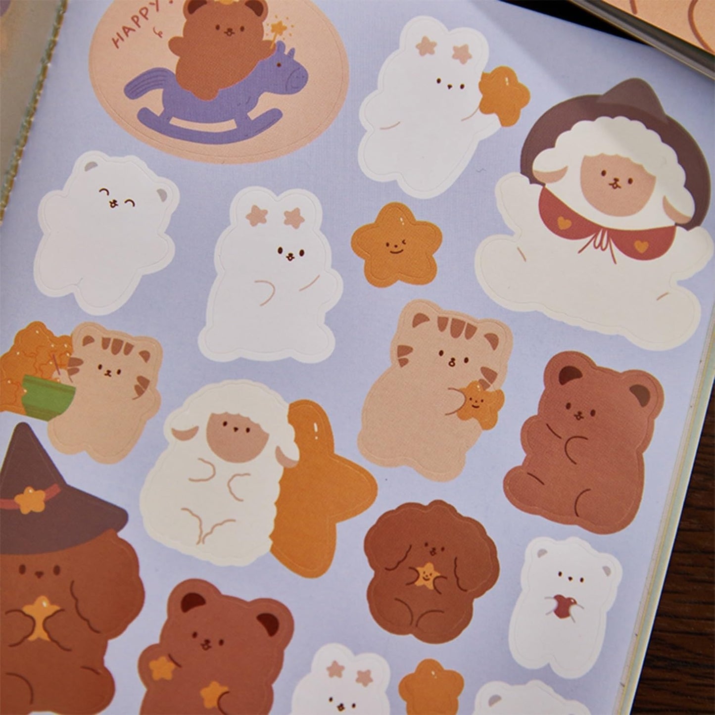 Cozy Bear Planet – Paper & PET Sticker Book (30 Sheets)