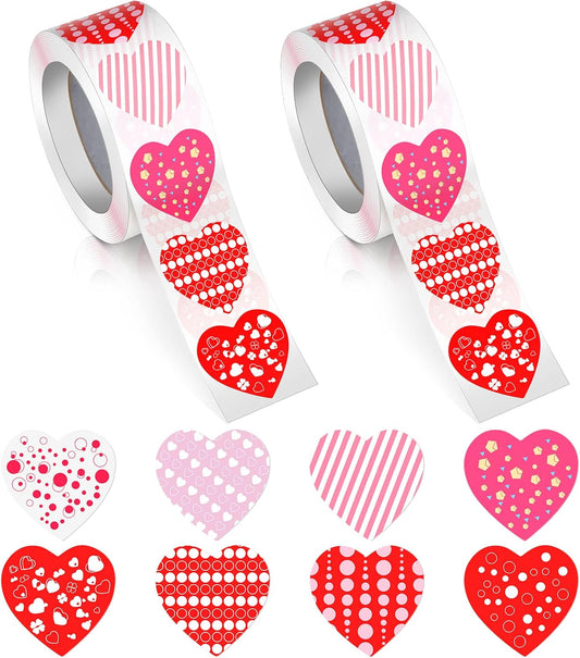 Adorable Heart Stickers 1" Inch 500 stickers