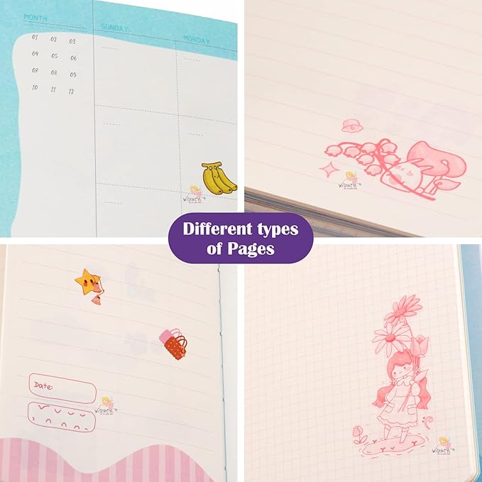 Princess Diary Set ( 1 Diary With Magnetic Buckle & 3 Pcs Washi Tapes )