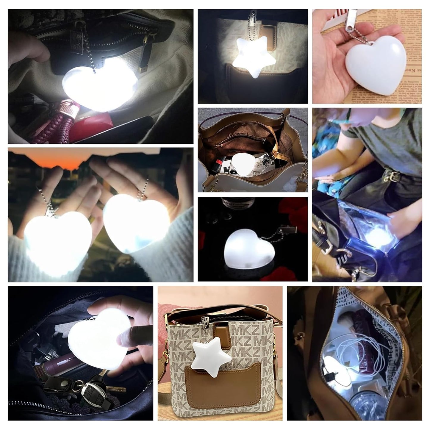 Heart Glow Touch-Sensor Rechargeable LED Handbag Light