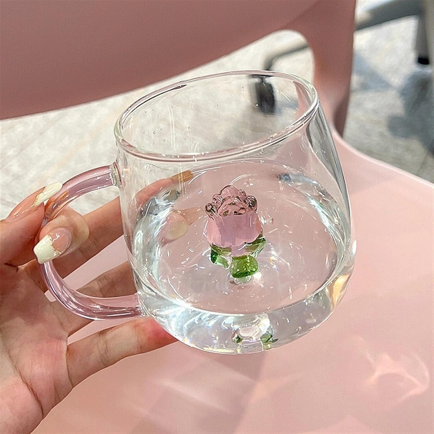 Enchanted Rose Glass Cup – 400ml