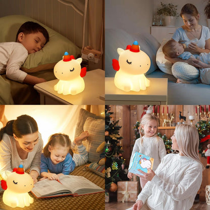 Silicone Unicorn Night Lamp Rechargeable Cute Lamp with 3 Level Brightness