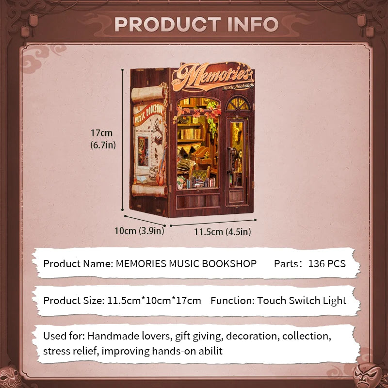 Memories Music Bookshop – DIY Bookstore Miniature Kit for your Bookshelf