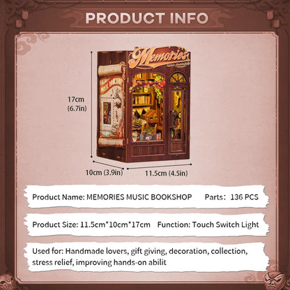 Memories Music Bookshop – DIY Bookstore Miniature Kit for your Bookshelf
