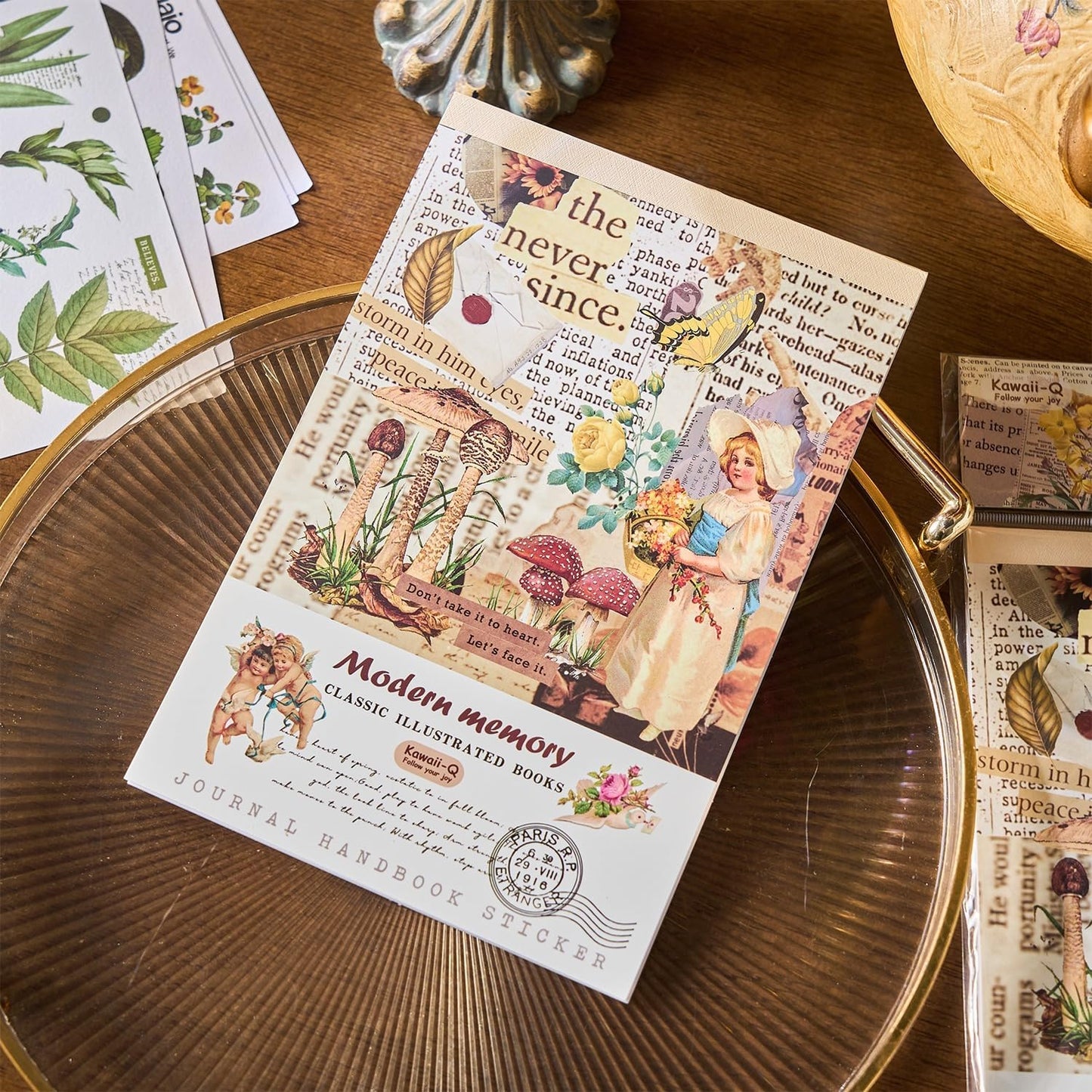 Timeless Whimsy: Vintage Illustrated Journaling Sticker Book with 20 sheets