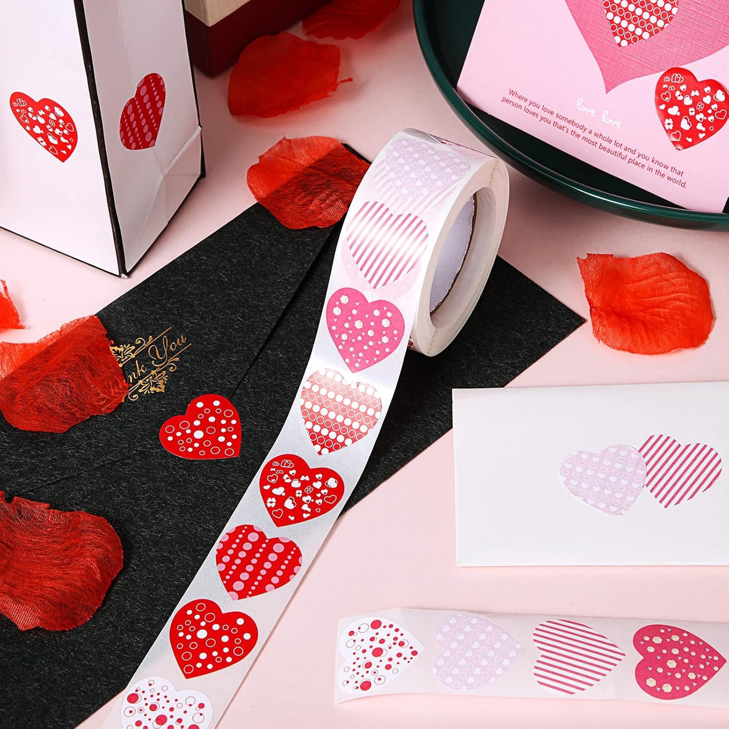 Adorable Heart Stickers 1" Inch 500 stickers