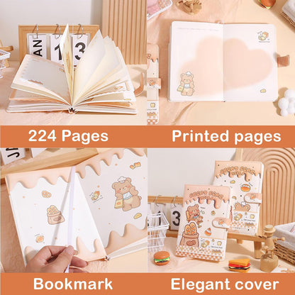 Cute Bread Bear A5 Daily Planner Journal  | PU Leather Diary with Magnetic Closure