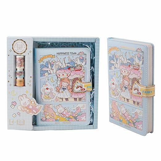 Princess Diary Set ( 1 Diary With Magnetic Buckle & 3 Pcs Washi Tapes )