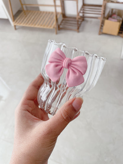 Pretty Bowknot Ribbed Pinteresty Glass | Borosilicate | 280 ml